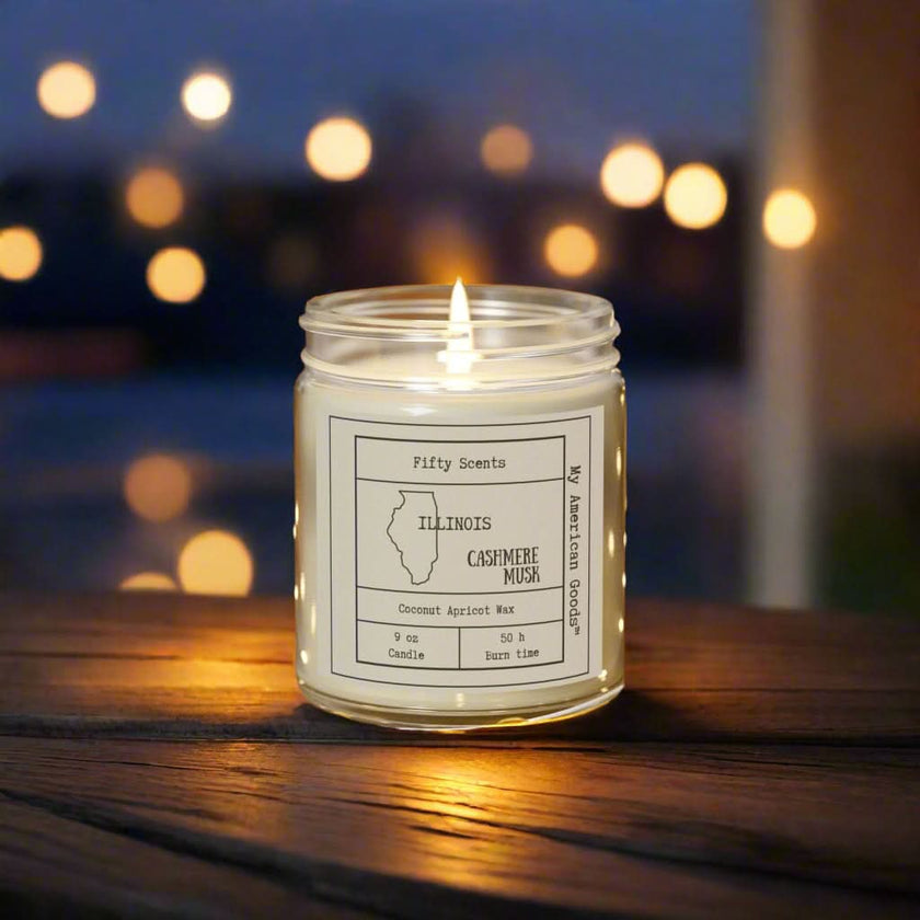 Illinois - Coconut Apricot Scented Candle | Cashmere Musk Aroma | Home Fragrance