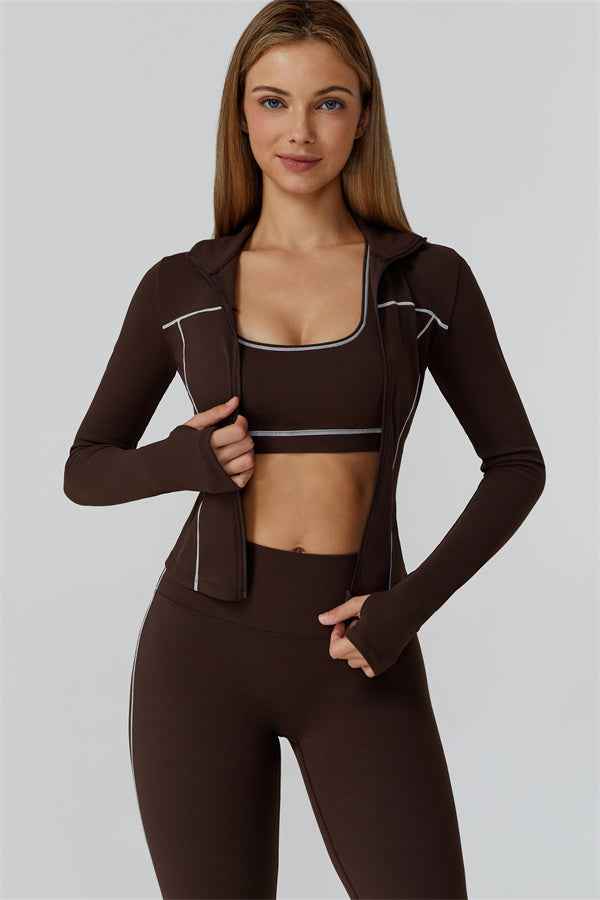 The Venus Zip Top Sports Bra Leggings 3-Piece Set