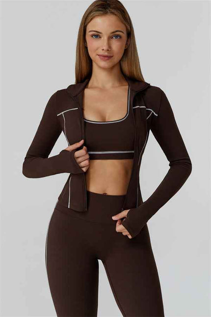 The Venus Zip Top Sports Bra Leggings 3-Piece Set