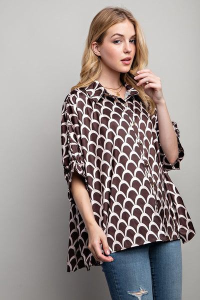 LIGHT SATIN PRINT BUTTON DOWN SHIRT - Pikemla