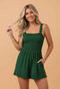 Solid Smocked Sleeveless Pocketed Romper
