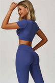 The Lavish Cut-out Crop Top Flared Leggings 2-Piece Set