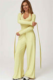 The Sprint Long Sleeve Crop Top Halter Tank Top Sweatpants 3-Piece Set