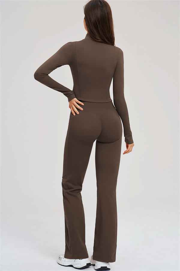 The Sizzle Zip Jacket Sports Bra Flared Leggings 3-Piece Set