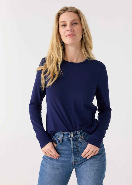 Navy Bamboo Long Sleeve Top
