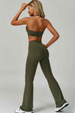 The Bold Halter Sports Bra Flared Leggings 2-Piece Set