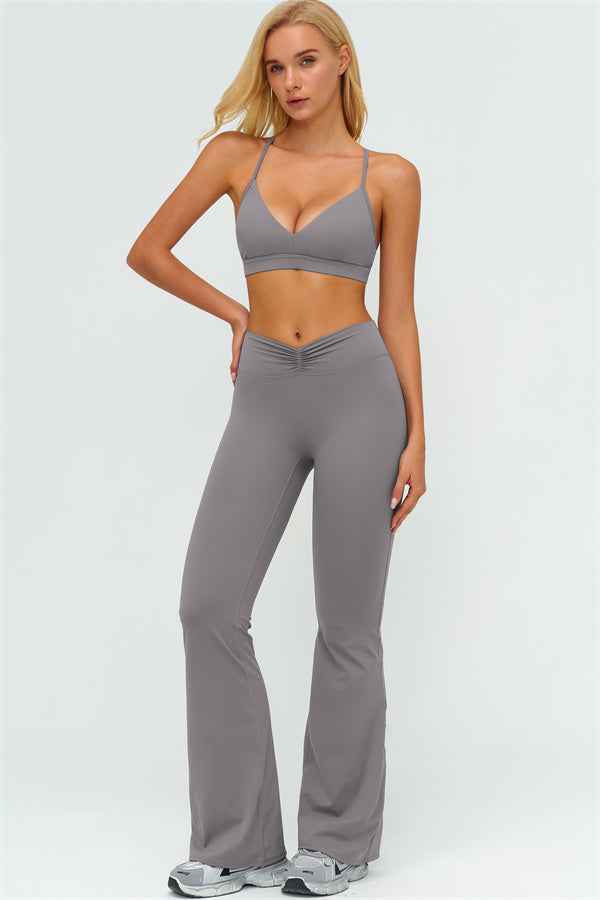 The Lushness Y-Back Sports Bra Flared Leggings 2-Piece Set