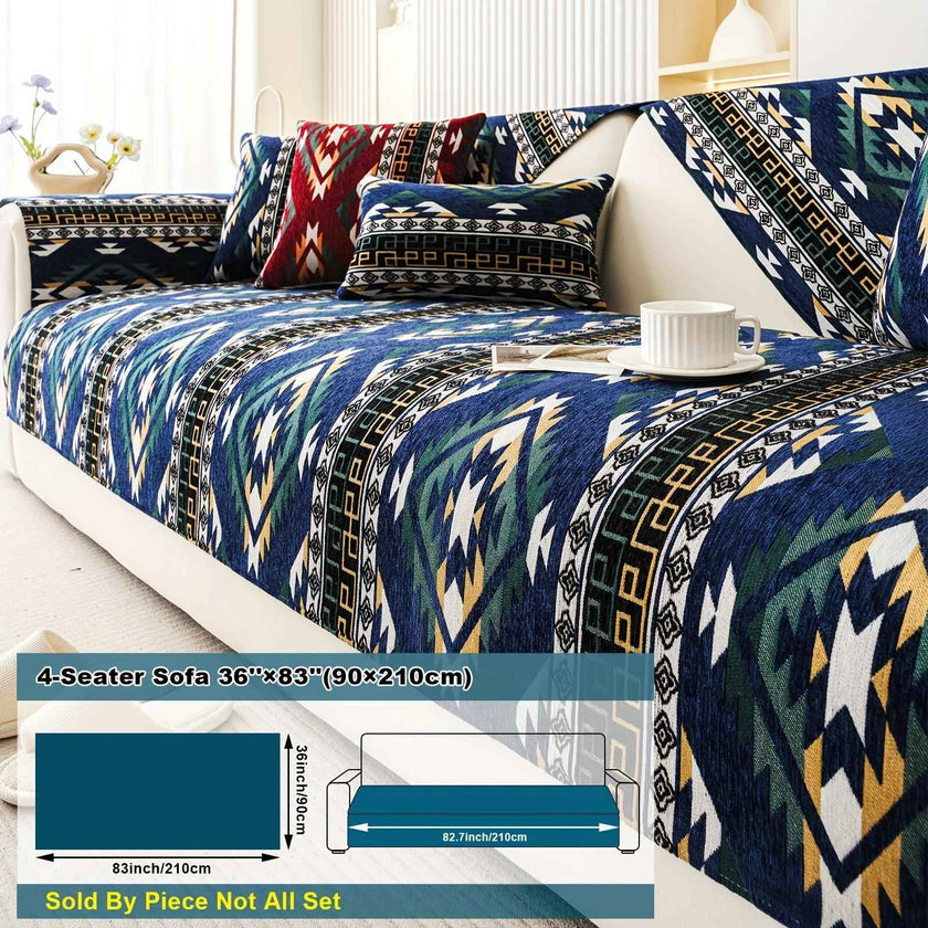 Boho Couch Cover - Chic Snow Chenille Sofa Slipcover