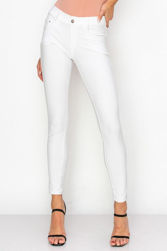 Cotton-Blend 5-Pocket Skinny Jeggings - Pikemla