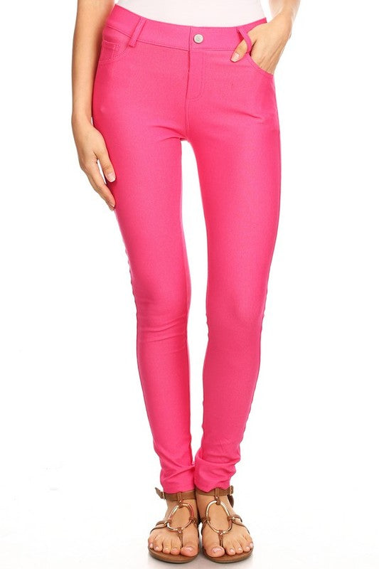 Cotton-Blend 5-Pocket Skinny Jeggings - Pikemla