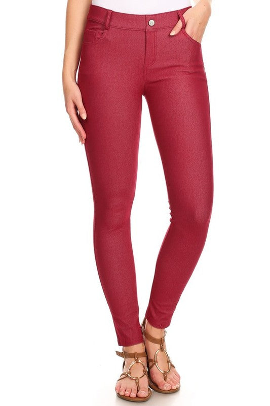 Cotton-Blend 5-Pocket Skinny Jeggings - Pikemla