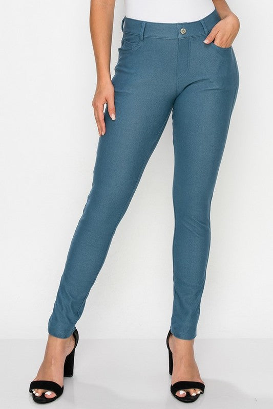 Cotton-Blend 5-Pocket Skinny Jeggings - Pikemla