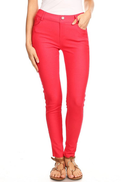 Cotton-Blend 5-Pocket Skinny Jeggings - Pikemla