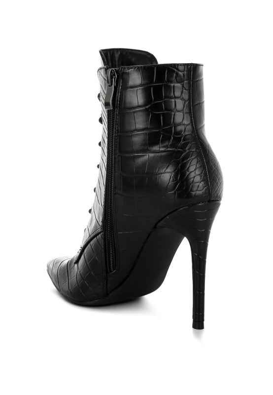 Mesta Croco Textured Stiletto Boots
