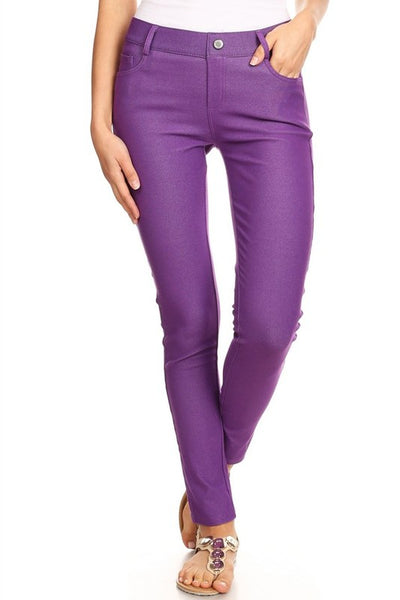 Cotton-Blend 5-Pocket Skinny Jeggings - Pikemla