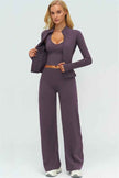 The Twirl Zip Jacket Halter Tank Top New Straight Leg Pants 3-Piece Set