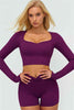 The Lushness Long Sleeve Crop top Shorts 2-Piece Set