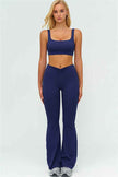 The Lushness V-Back Sports Bra Flared Leggings 2-Piece Set
