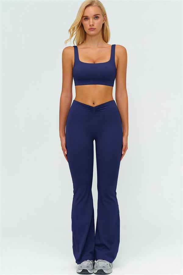 The Lushness V-Back Sports Bra Flared Leggings 2-Piece Set
