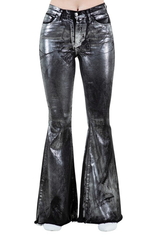 Metallic Bell Bottom Jean Black -Inseam 32 - Pikemla