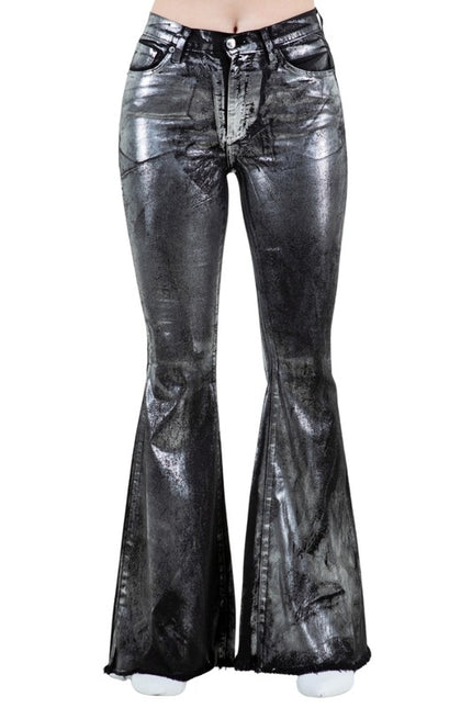 Metallic Bell Bottom Jean Black -Inseam 32 - Pikemla