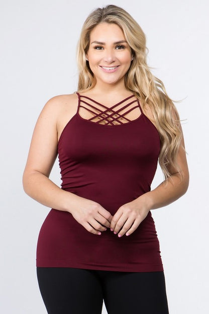 Womens Seamless Triple Criss-Cross Front Cami - Pikemla