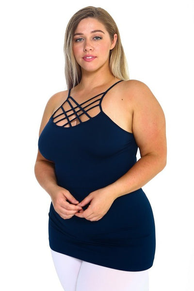 Womens Seamless Triple Criss-Cross Front Cami - Pikemla