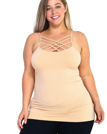 Womens Seamless Triple Criss-Cross Front Cami - Pikemla