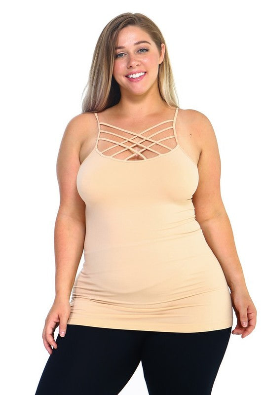 Womens Seamless Triple Criss-Cross Front Cami - Pikemla