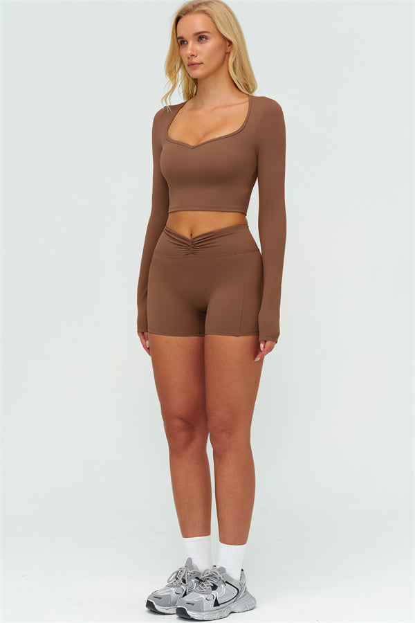 The Lushness Long Sleeve Crop top Shorts 2-Piece Set