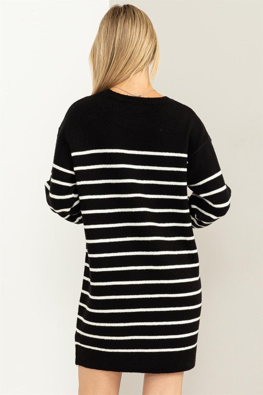 Casually Chic Striped Sweater Dress - Pikemla