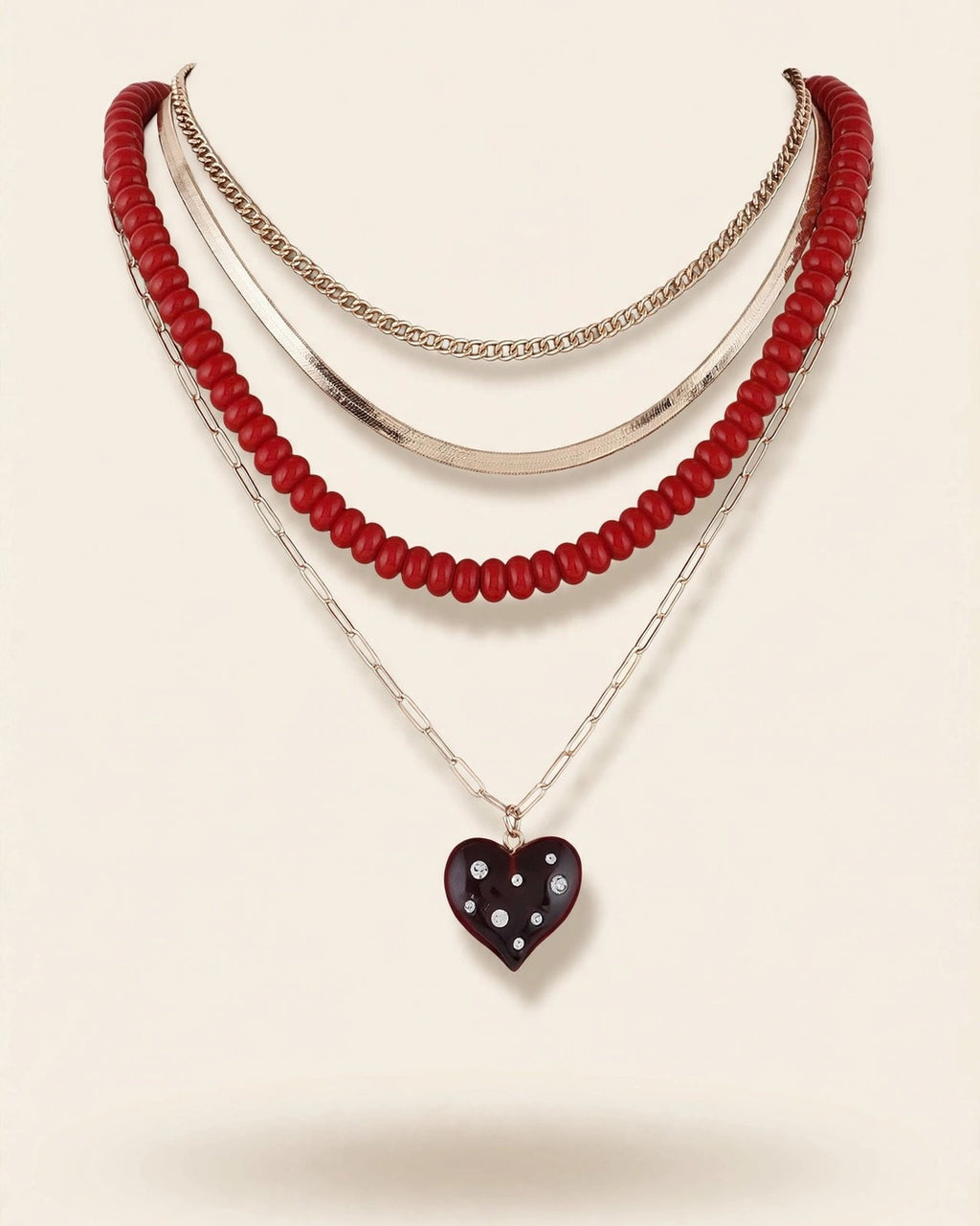 Multi Jeweled Heart Necklace