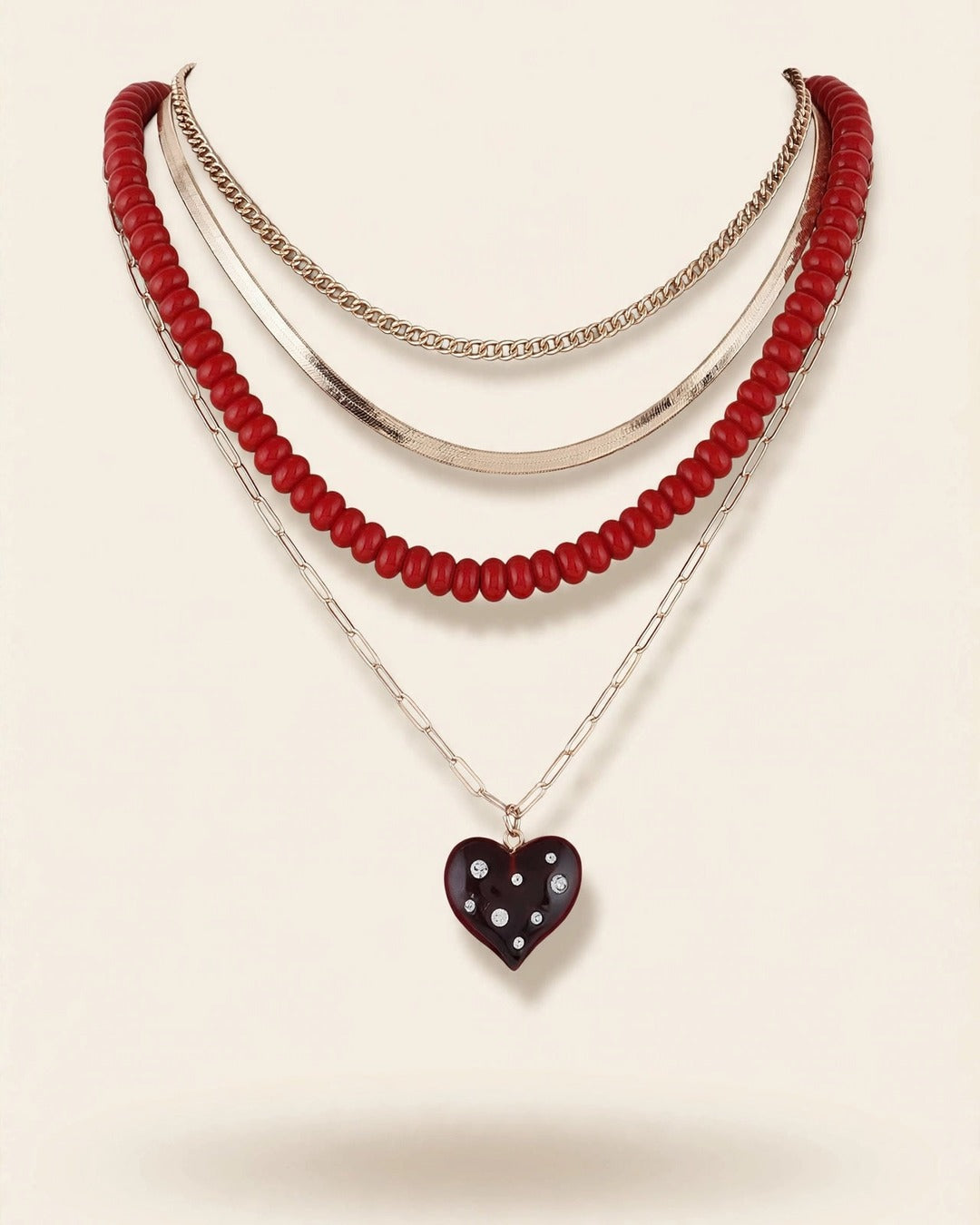 Multi Jeweled Heart Necklace