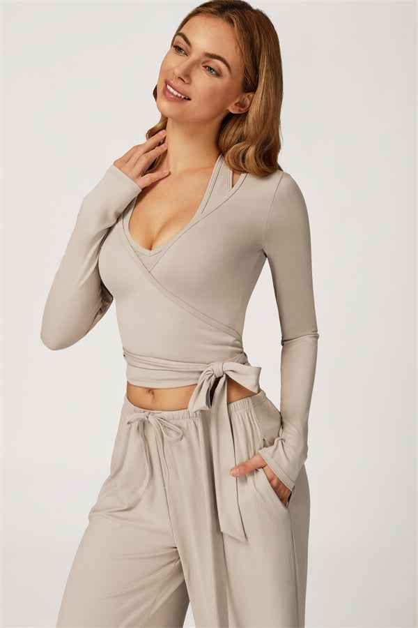 The Sprint Long Sleeve Crop Top Halter Tank Top Sweatpants 3-Piece Set