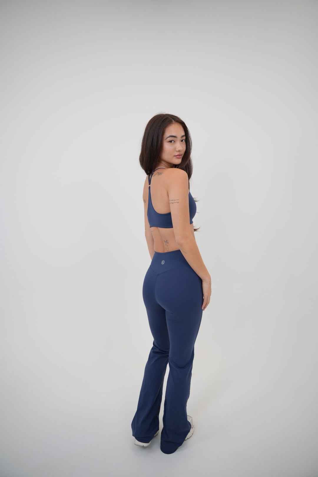 I Live in Luxury Navy Blue Sports Bra