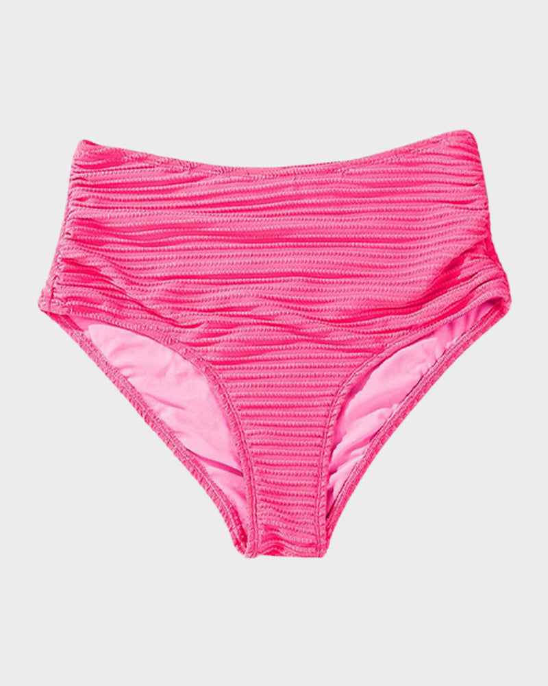 Textured Knot-Front High-Waisted Bikini Set