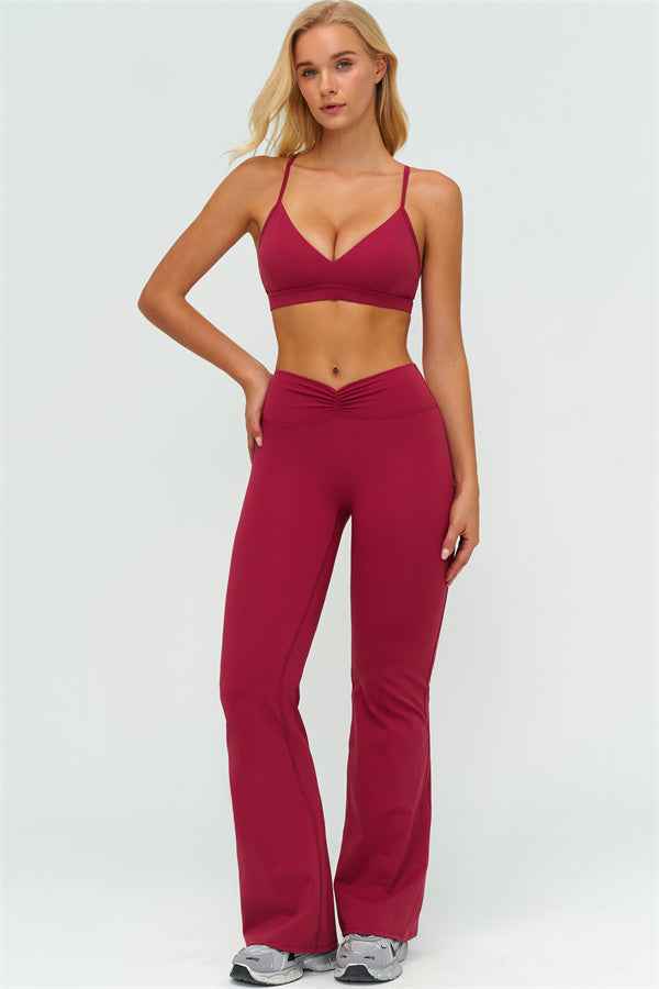 The Lushness Y-Back Sports Bra Flared Leggings 2-Piece Set