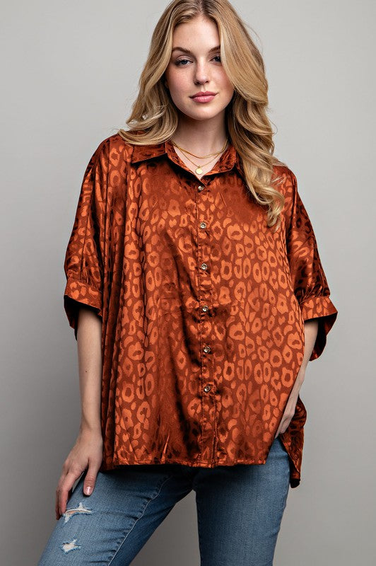 Satin Button Down Top - Pikemla