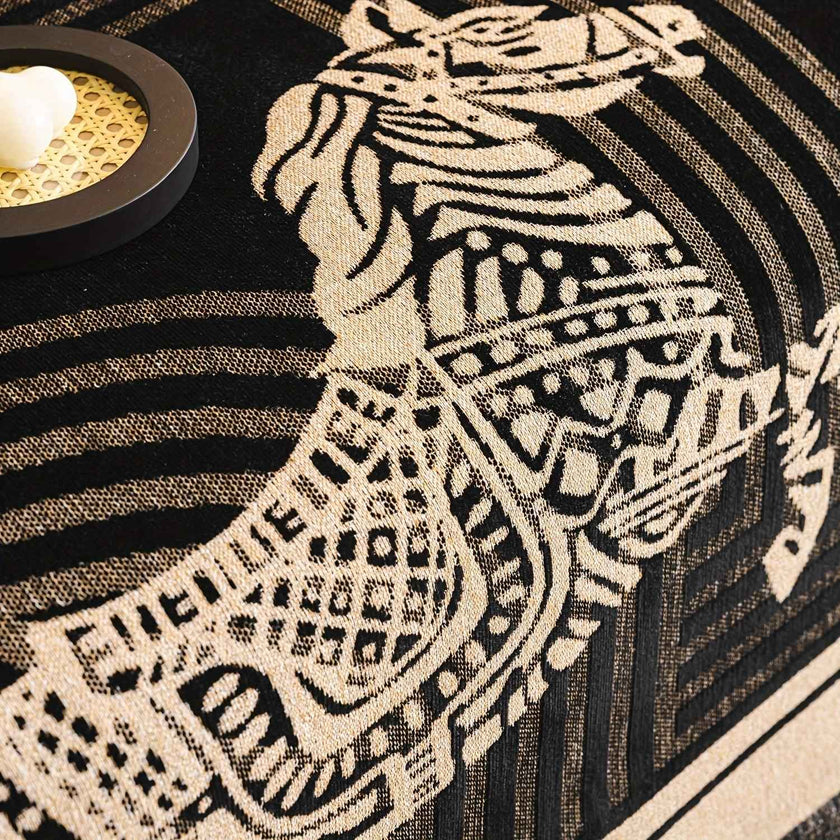 Luxurious Chenille Horse Design Sofa Cover Decor in Orange & Green