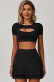 The Lavish Cut-out Crop Top Tennis Skirt 2-Piece Set