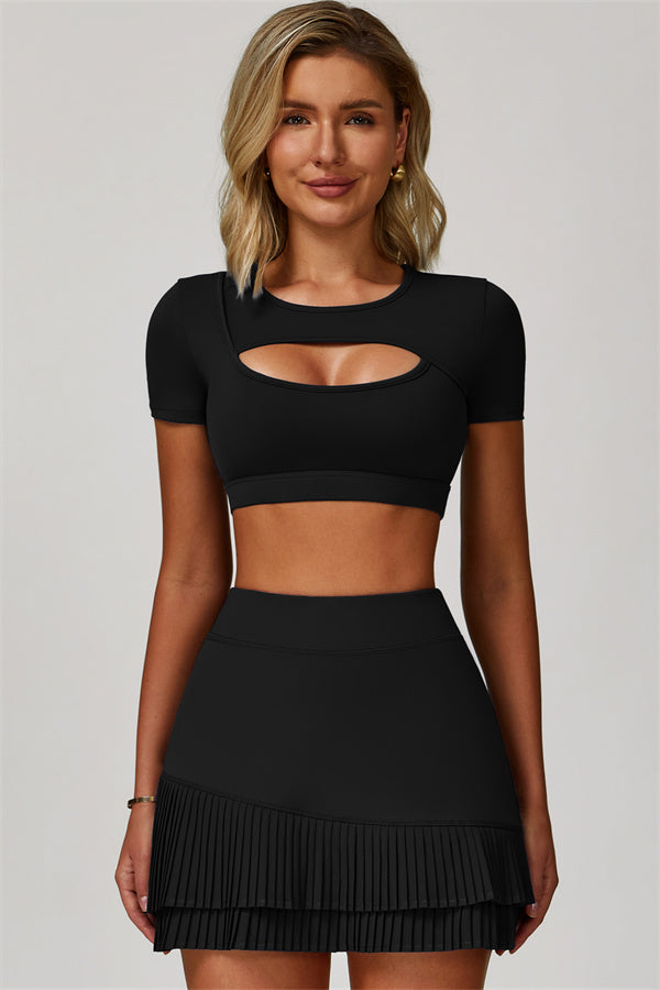 The Lavish Cut-out Crop Top Tennis Skirt 2-Piece Set