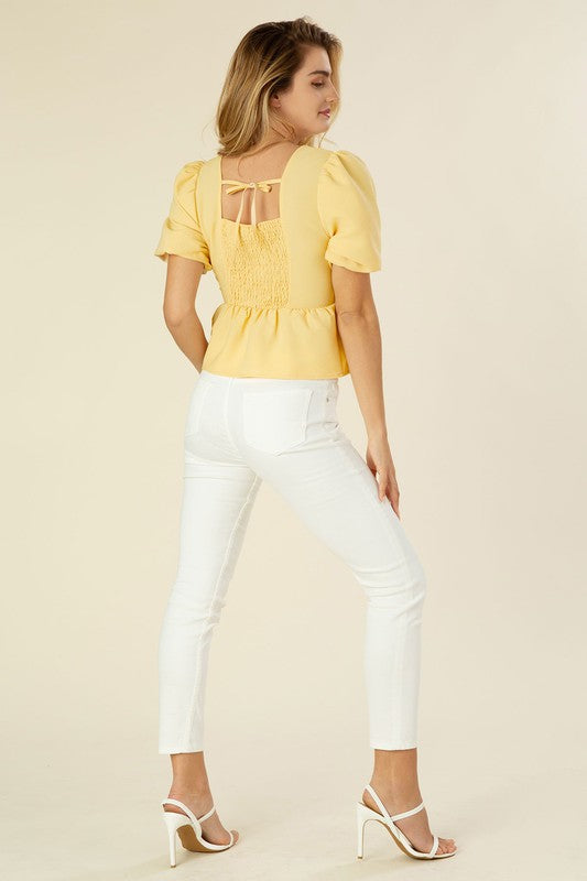 Bubbles sleeved blouse with peplum - Pikemla