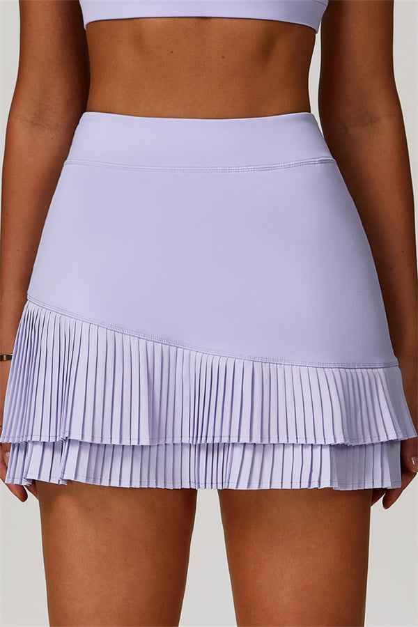 The Lavish Long Sleeve Cut-out Crop Top Tennis Skirt 2-Piece Set