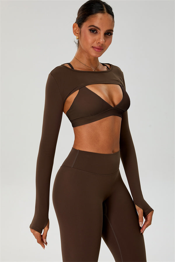 The Ember Sports Bra Crop Top Flared Leggings 3-Piece Set