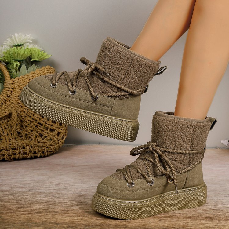 Platform Cross Strap Snow Boots