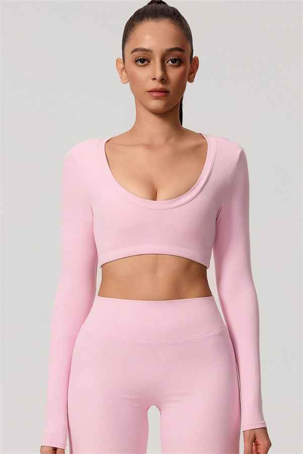 The Nestle Long Sleeve Crop Top Straight Leg Pants 2-Piece Set