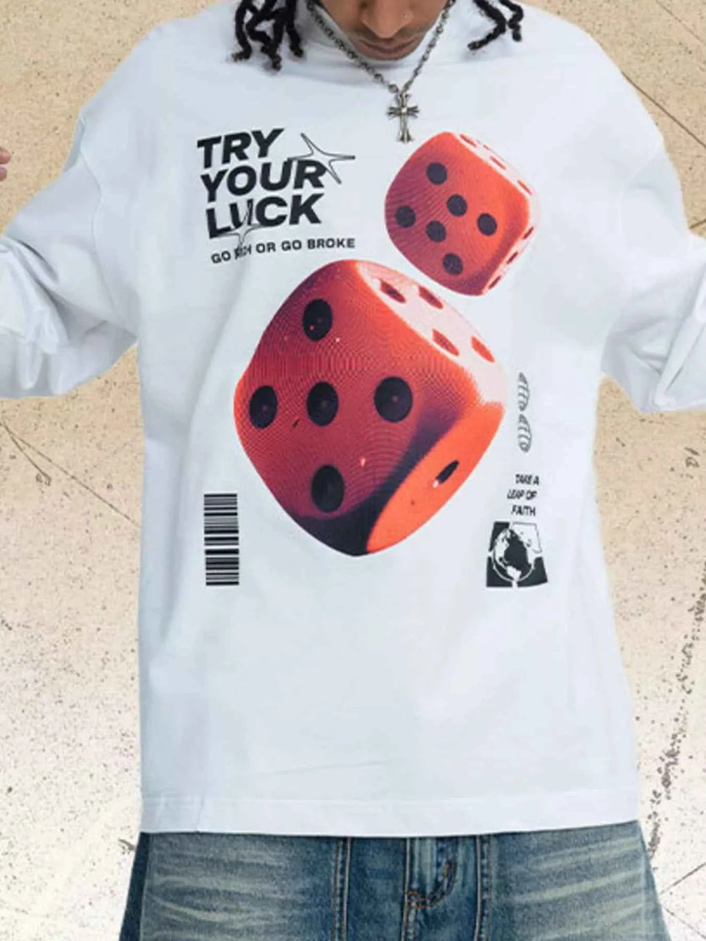 Men's Lucky Dice Graphic Long Sleeve T-Shirt
