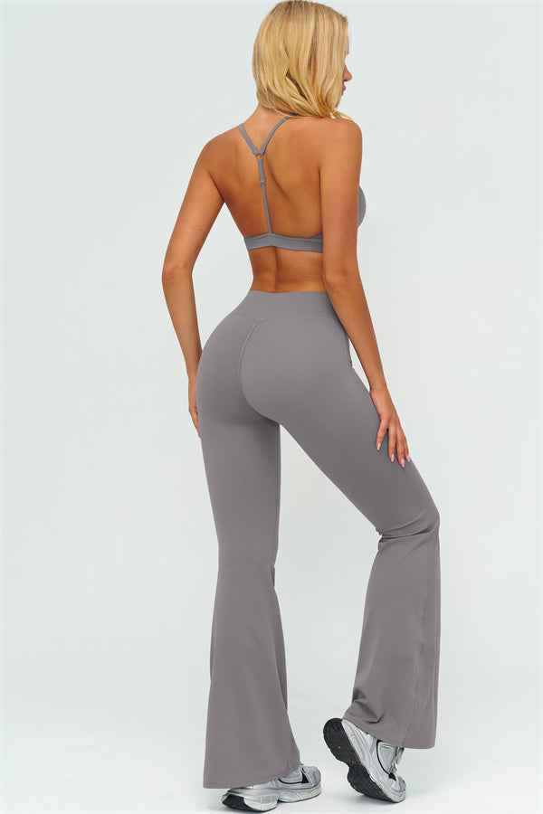The Lushness Y-Back Sports Bra Flared Leggings 2-Piece Set