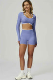 The Prime Line Long Sleeve Crop Top Shorts 2-Piece Set