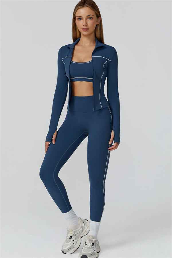 The Venus Zip Top Sports Bra Leggings 3-Piece Set